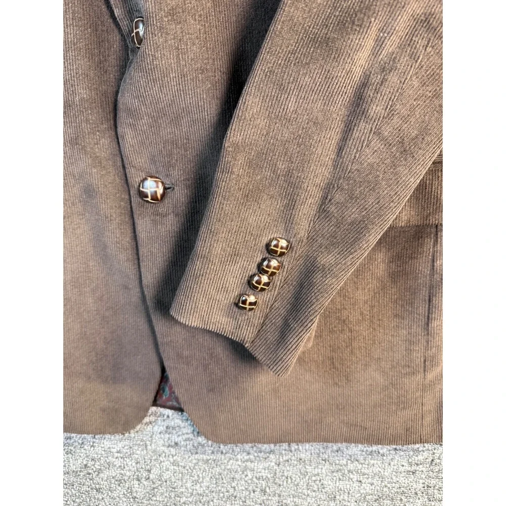 Lauren Ralph Lauren Mens Brown Corduroy Blazer Paisley‎ Lining 2-Button Jacket